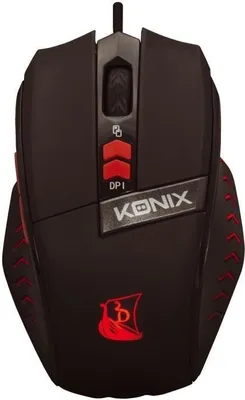 Zdjęcie produktu dla Konix 61881180541, Po prawej stronie, Optyczny, USB Typu-A, 2000 DPI, Czarny, Czerwony