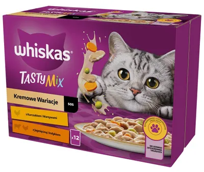 Produktbild von WHISKAS Tasty Mix Cremige Variationen in Sauce - Katzennassfutter - Beutel -12x85 g