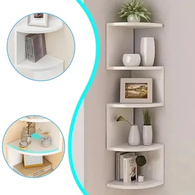 Produktbild von Wandregal, Eckregal, Schweberegal, 5-stufiges Regal, Platzsparend, für Wohnzimmer, Schlafzimmer, Esszimmer