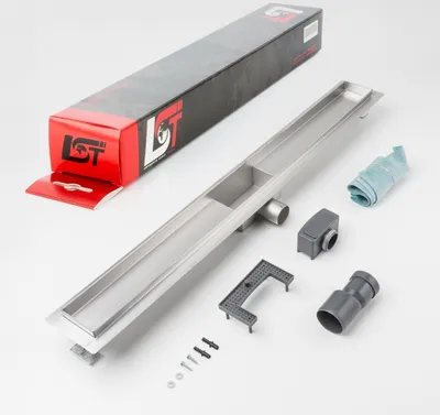 Produktbild von Duschrinne 800 x 70 mm Duschablauf Bodenablauf Ablaufrinne mit Siphon Dichtband