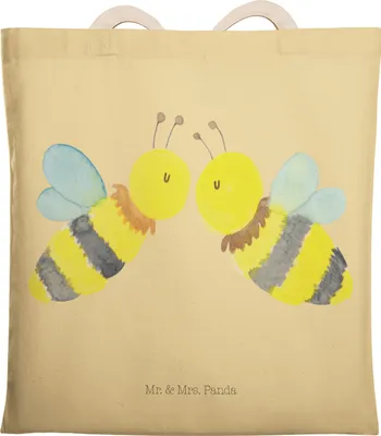 Produktbild von Mr. & Mrs. Panda Einkaufstasche Biene Liebe - Gelb Pastell - Geschenk, Wespe, Beutel, Tragetasche, Tasche, Beuteltasche, Tote Bag