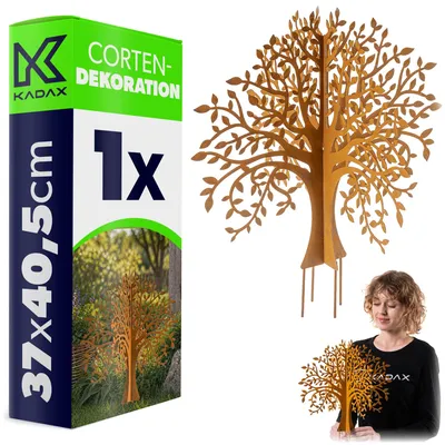 Produktbild von KADAX Gartenstecker Baum aus Cortenstahl, 1 Stück, Edelrost Gartendeko zum Stecken, Rostoptik Metallstecker für Garten, wetterfeste Deko aus Metall, Roststecker