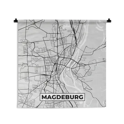 Produktbild von MuchoWow® Wandteppich Wandbehang Deutschland - Stadtplan - Magdeburg - Karte 150x150 cm Tapisserie Dekoration Wandtuch - Wohnaccessoires - Modernes