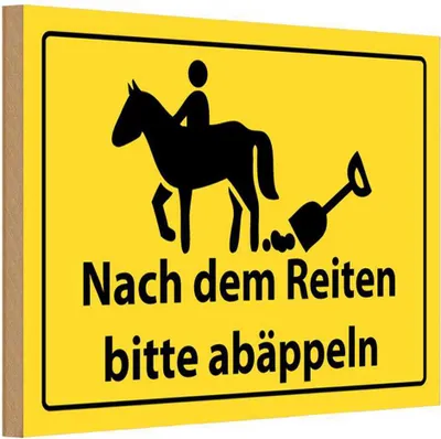 Produktbild von vianmo Holzschild 20x30 cm Nach Reiten bitte abäppel Warnschild Hinweisschild