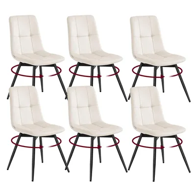 Produktbild von VASAGLE Drehbare Esszimmerstühle 6er Set, Ergonomische Polsterstühle aus Samt, 43 x 52 x 83 cm, Beige