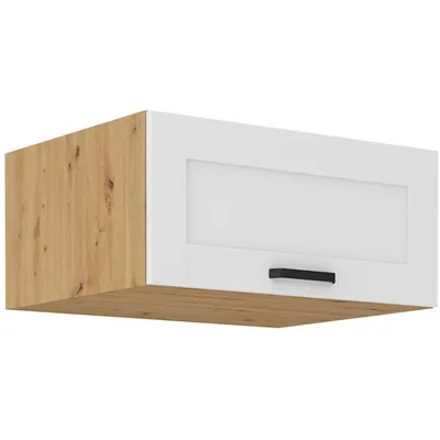 Produktbild von LAILI Tiefer Dunstabzugshaubenschrank - Breite 80 cm, Weiß / Artisan Eiche