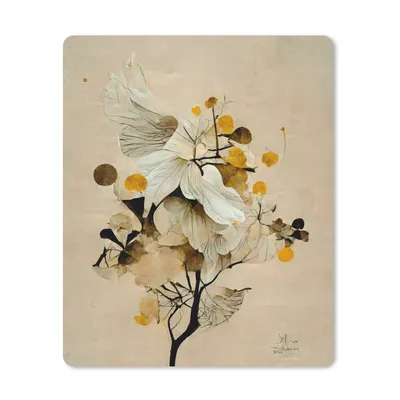 Produktbild von MuchoWow® Mauspad Mousepad Blumen - Pflanzen - Gold - Vintage 19x23 cm - Mousepads - Maus Mat - Pad - Mausunterlage - Mauspads - Spielen
