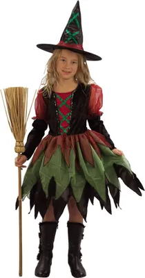 Produktbild von Hexenkostüm für Mädchen schwarz-rot-grün S 4-6 Jahre (110-120 cm)