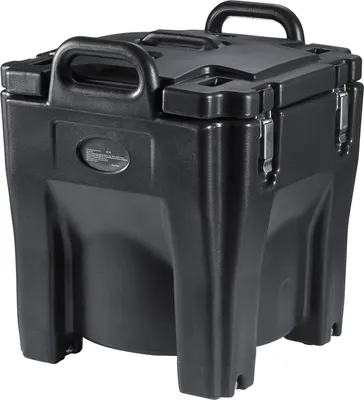 Produktbild von Isolierter Lebensmittelträger von SucceBuy – 32Qt stapelbare Catering-Hotbox mit Edelstahlfass, LLDPE-Speisenwärmer mit integrierten Griffen für Restaurants und Kantinen, Schwarz