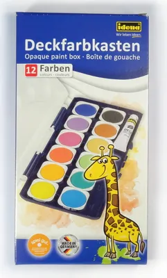 Obrázok produktu pre Idena 12 farebných boxov nepriehľadný farebný box + 1 tuba nepriehľadný biely