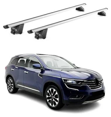 Imagen del producto de Soportes básicos para portaequipajes, compatibles con Renault Koleos mk2 (2016-2025), capacidad de 100 kg, aluminio plateado, 2 piezas, con certificado ABE, Imagen generada por IA