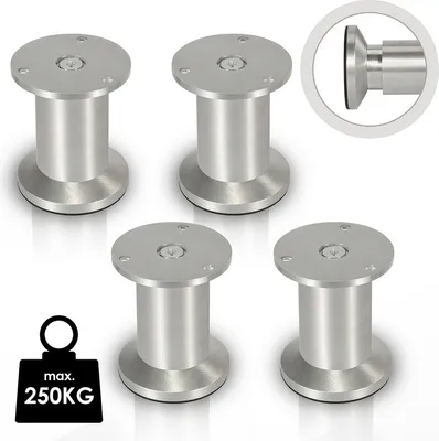 Obrázok produktu pre Jiubiaz 4x Nábytkové nohy Nábytkové nohy Hliníkové nohy Priemer 40 mm Výška 100 mm Čierna Nastaviteľná výška