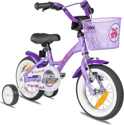 Produktbild von PROMETHEUS Fahrräder – Kinderfahrrad, 12 Zoll, Mädchenfahrrad. Geeignet für Mädchen ab 3 Jahren, mit Seitlenker und Rücktrittbremse. Mädchenfahrrad, 12 Zoll, in Lila