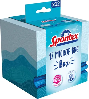 Produktbild von Mikrofasertücher 12er Spontex in Box gegen Schmutz und Baktieren