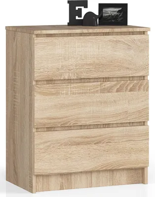 Produktbild von Komoda AKORD K60 Dąb Sonoma 60 cm 3 szuflady kolor Dąb Sonoma mat 60x40x77 cm