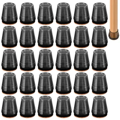 Image de Ensemble de 30 protections de pieds de chaise en silicone, de couleur noire