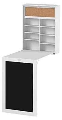 Inklappbare Wandtafel mit Schulbord und Ablage, weiß