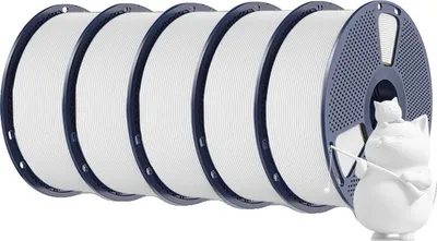 Obrázek produktu pro filament pro 3D tiskárny, materiál PLA, nízká smrštitelnost, bílý