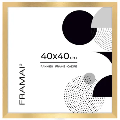 Image de FRAMAI® Cadre photo 40x40 cm MDF or Cadre écologique avec plexi incassable, suspension et support