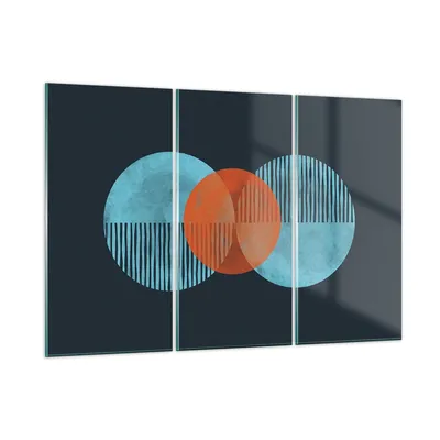Produktbild von Bilder auf glas - 3 Teile - Abstraktion Räder Gürtel - 165x110cm - Glasbilder - Wandbilder - Bilder - zum Aufhängen bereit - Wanddekoration aus Glas - Glas Bilder - Wandbild auf Glas - GCE165x110-4670