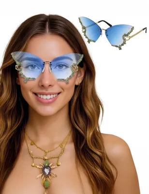 Image de Lunettes de soleil papillon avec strass pour adultes - Taille unique