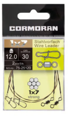 Obrázok produktu pre Cormoran lanko s obratlíkom a karabínkou 1x7 6kg 30cm