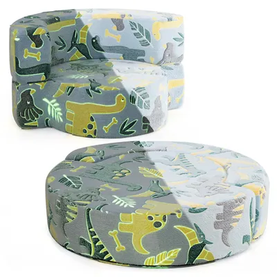 Produktbild von GOPLUS 2 in 1 Kindersofa, Spielsofa aus Flanellstoff mit waschbarem Flanellbezug & weicher Schaumstoffpolsterung,mit runder Spielmatte, Blau