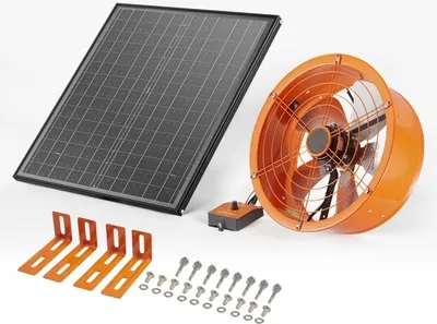 Produktbild von Solar Abführung Ventilator Belüftung Lüfter Φ400x150mm inkl. Thermostat für effektive Hausbelüftung