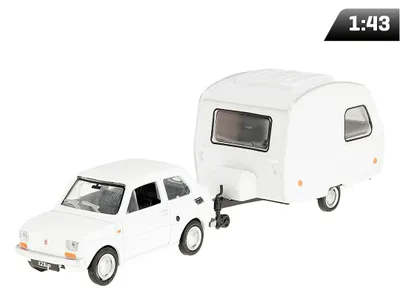 Productafbeelding van Model 1:43: Fiat 126p met aanhanger "Niewiadów Camping", wit