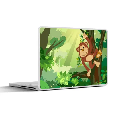 Produktbild von MuchoWow® Laptop Aufkleber Sticker Cover Affe - Dschungel - Jungen - Mädchen - Blumen - Kinder 31x22.5 cm - Laptop-Deko