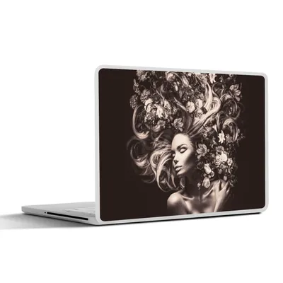 Produktbild von MuchoWow® Laptop Aufkleber Sticker Cover Blumen - Frau - Natur 31x22.5 cm - Laptop-Deko
