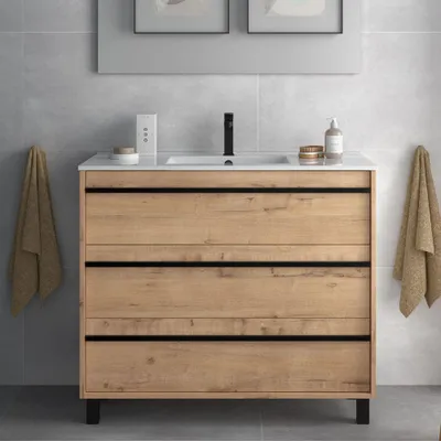 Immagine prodotto di Mobile bagno rovere ostippo 3 cassetti 100x45x86h Geco100