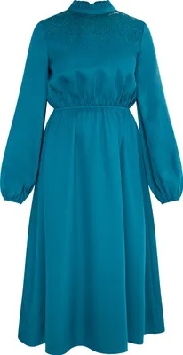 Image de Robe midi à manches longues pour femme ALBEE - bleu vert, L