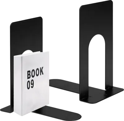 Image de Serre-livres en métal, lot de 2, noir 80x70x130mm Organiseur