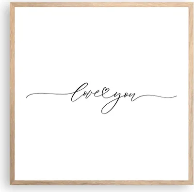 Produktbild von Gerahmtes Poster - Rahmen in heller Eiche - Ich liebe dich handschriftlich - 60x60 cm - Wand Bild - Wanddeko - Wandbilder - Kunstposter - Wandposter - Bilderrahmen - Bilder - P2NAC60x60-4644