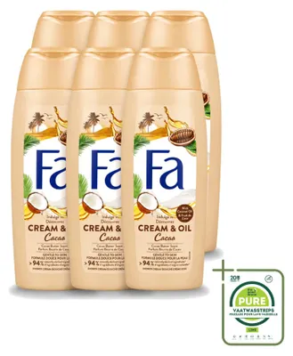 Immagine prodotto di 6 flaconi di crema detergente olio corpo al cocco e burro di cacao - 250 ml - confezione grande - 6 pezzi