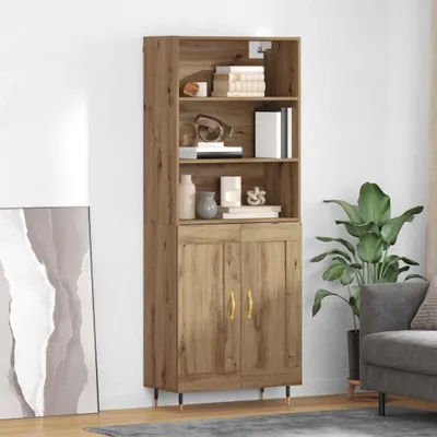 Productafbeelding van vidaXL Hoge kast Artisan-eikenhout, 69,5 x 34 x 180 cm, houtvezel