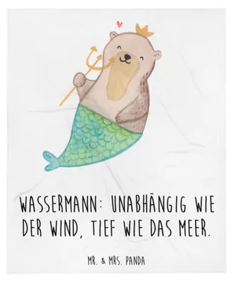 Produktbild von Mr. & Mrs. Panda Bettdecke Wassermann Astrologie - Weiß - Geschenk, Sternzeichen, Kuscheldecke, Sofaüberwurf, Schlafdecke, Tagesdecke, Decke, Geburtstagsgeschenk