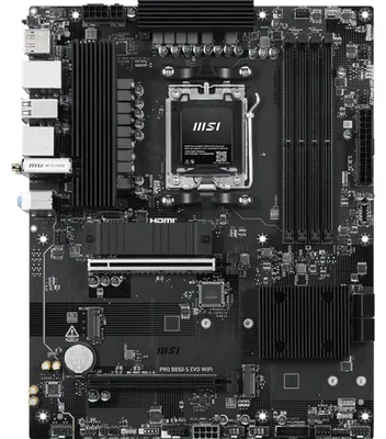 Obrázok produktu pre MSI PRO B850-S EVO WIFI, AMD, Pätica AM5, AMD Ryzen 7000 Series, AMD Ryzen 8000 Series, AMD Ryzen 9000 Series, DDR5-SDRAM, 256 GB, DIMM