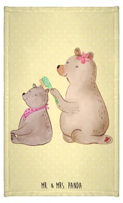 Produktbild von Mr. & Mrs. Panda Handtuch Bär Kind - Gelb Pastell - Geschenk, Frotteetuch, Klein, badezimmer, Mutter, Gästetuch, Muttertag, Mama, Familie, Baumwollhandtuch, Bären