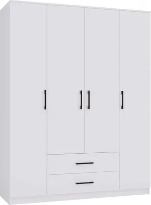 Zdjęcie produktu dla Nowoczesna szafa ROMANA 160 z szufladami i półkami | Kolor: biały | Wymiary: 205 x 160 x 52 cm
