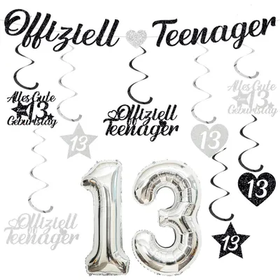 Image de Décoration pour un garçon de 13 ans : ballons, guirlande, couleurs noir et argent