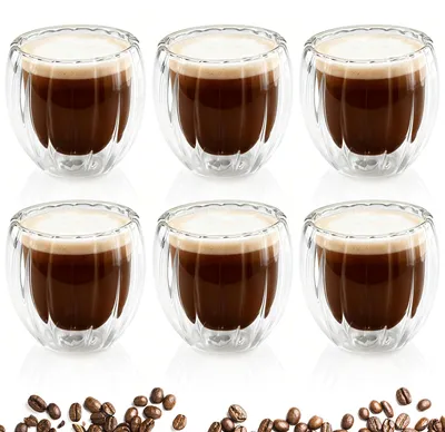 6 doppelwandige Espressogläser 80 ml aus Borosilikatglas