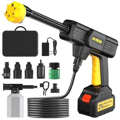 Akku-Hochdruckreiniger 100 bar, 240 l/h, 6-in-1 Düsen, 5 m Schlauch