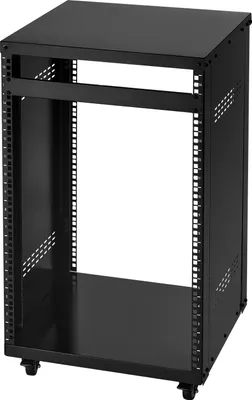 Zdjęcie produktu dla SucceBuy 16U AV rack, 90,7 kg, rack do domowego studia nagrań z blokowanymi kółkami, szafa serwerowa z otwartą ramą, system wentylacji, odpowiednia do instalacji 482 mm sprzętu audio, wideo, muzycznego i IT