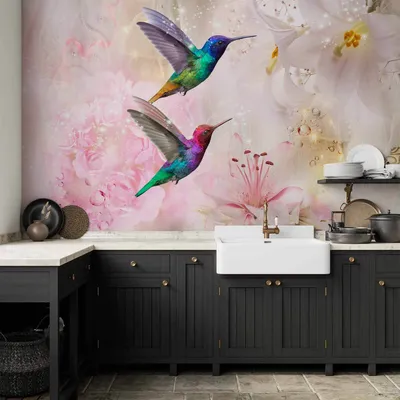 Produktbild von Vlies Fototapete - Colourful Hummingbirds (Pink) 450x315 cm Tiere g-B-0068-a-b