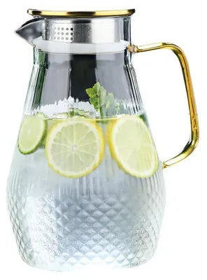 Glaskanne 1,55 l mit Edelstahldeckel, hitzebeständig, Borosilikatglas
