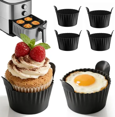 Produktbild von Silikon Muffinform für Heißluftfritteuse, 6 Stück, 9 x 5,5 cm