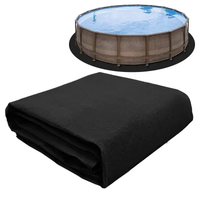 Immagine prodotto di Tappetino rotondo per piscina Fodera per piscina Pad Pavimento Panno protettivo in feltro per piscina 4 metri Nero