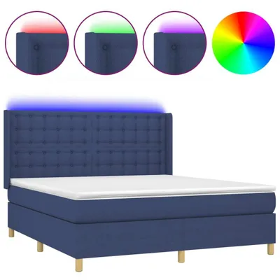 Produktbild von vidaXL Boxspringbett mit Matratze & LED Blau 180x200 cm Stoff